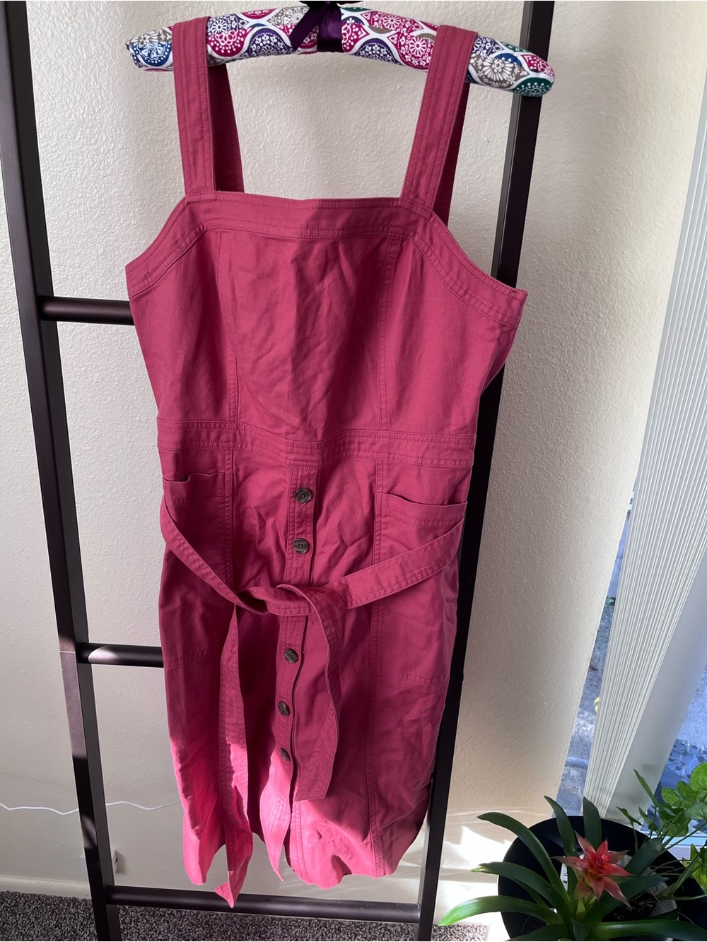 GAP Pink Sleeveless Button-Front Utility Dress